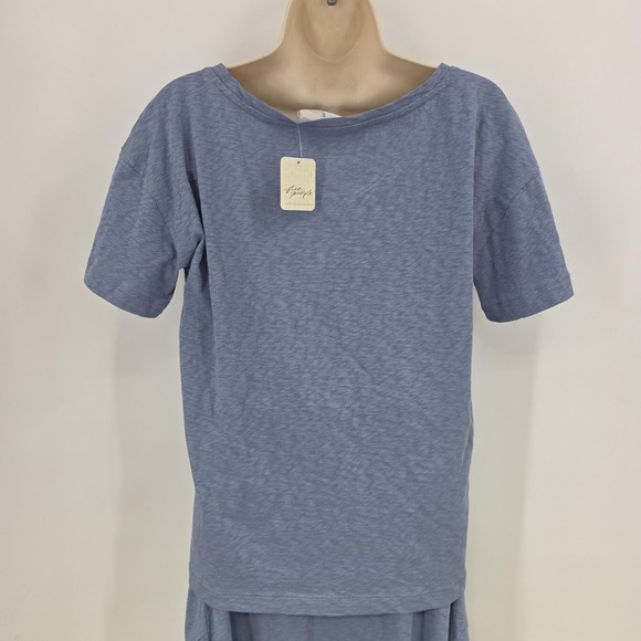 New Free People FP Beach 2 pc Set Women XS Blue Tee Skirt Lounge Poolside Boho - Picture 4 of 15